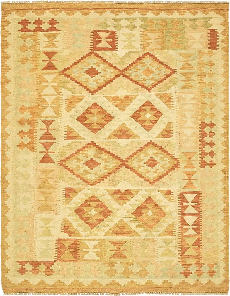 Detail image of 3' 8 x 6' 10 Hand Woven Kilim Waziri Wool Rug