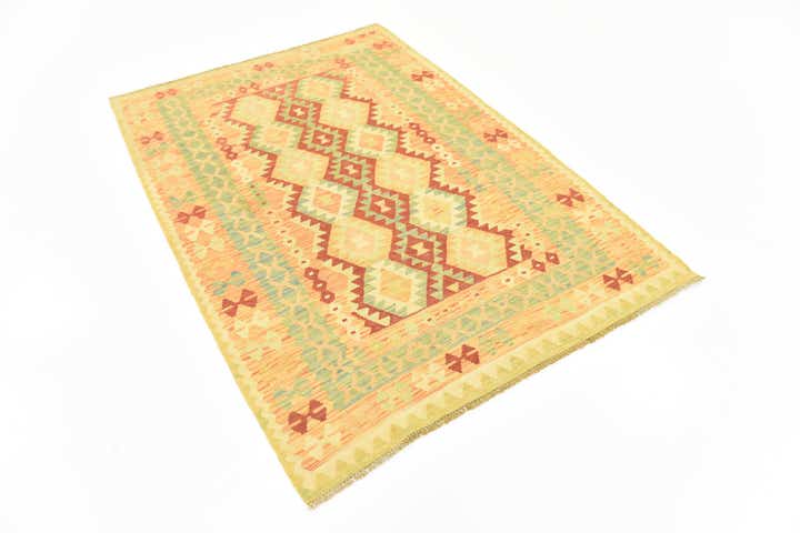 4' 2 x 6' Hand Woven Kilim Waziri Wool Rug