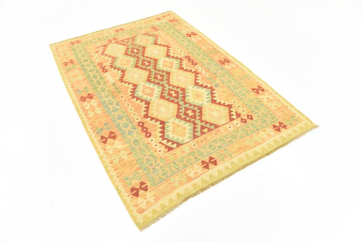 Detail image of 4' 2 x 6' Hand Woven Kilim Waziri Wool Rug