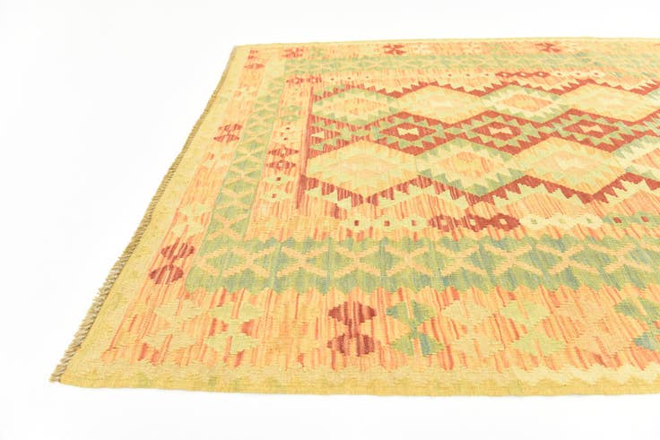 Detail image of 4' 2 x 6' Hand Woven Kilim Waziri Wool Rug