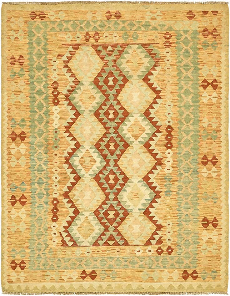 Detail image of 4' 2 x 6' Hand Woven Kilim Waziri Wool Rug