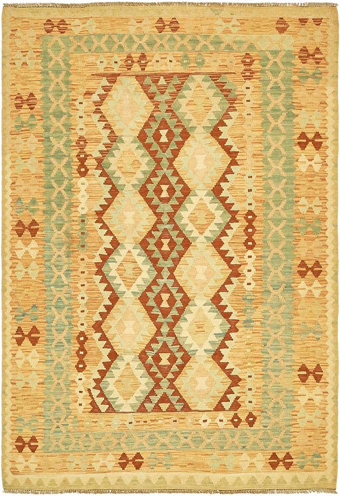 4' 2 x 6' Hand Woven Kilim Waziri Wool Rug