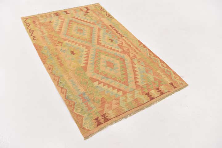 3' 2 x 5' 2 Hand Woven Kilim Waziri Wool Rug