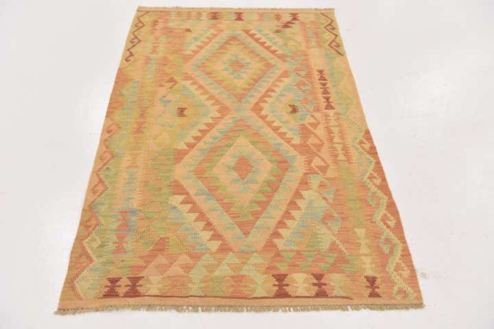3' 2 x 5' 2 Hand Woven Kilim Waziri Wool Rug