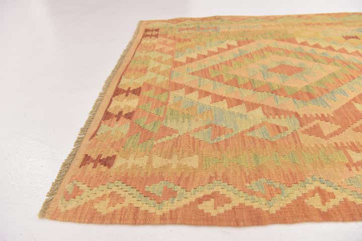 3' 2 x 5' 2 Hand Woven Kilim Waziri Wool Rug