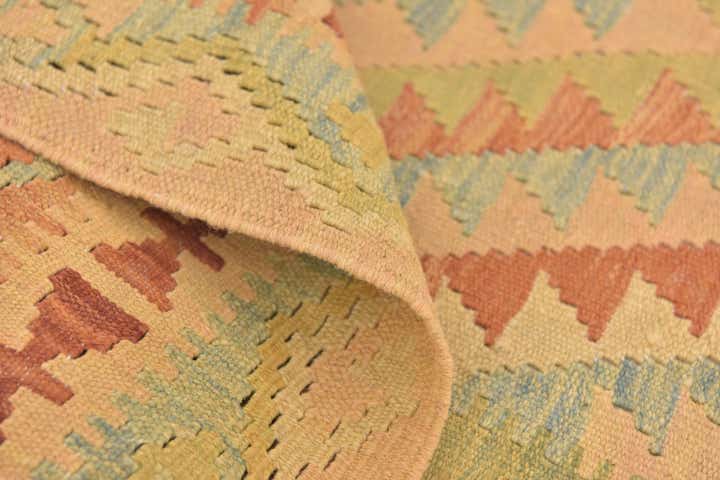 3' 2 x 5' 2 Hand Woven Kilim Waziri Wool Rug