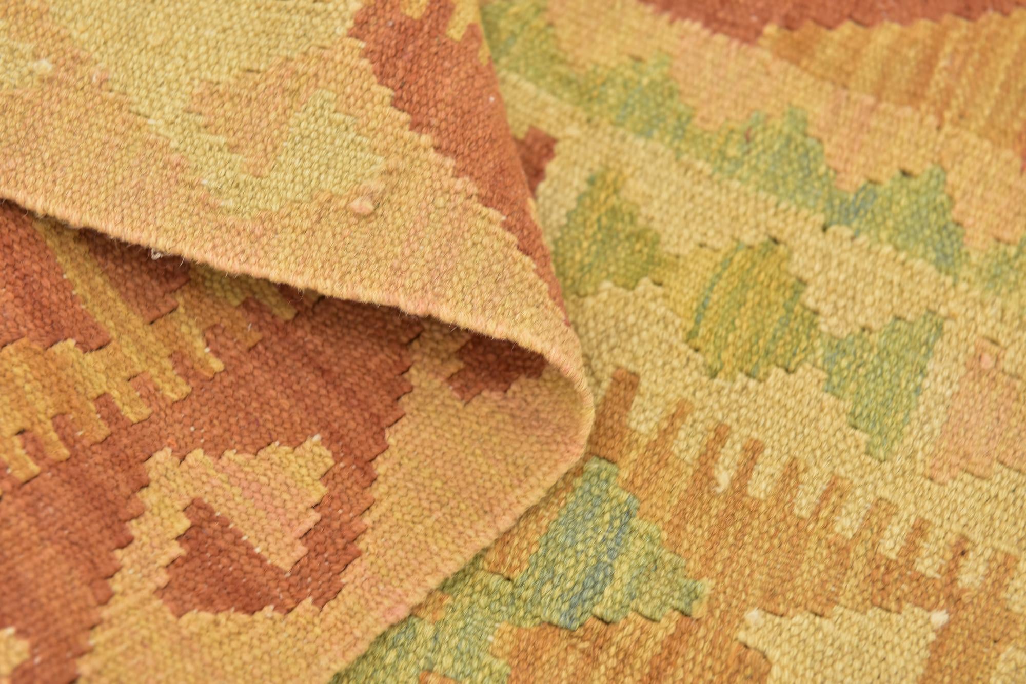 3' 4 x 5' Hand Woven Kilim Waziri Wool Rug