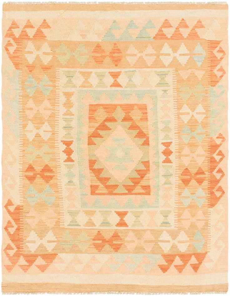 Detail image of 3' 4 x 5' Hand Woven Kilim Waziri Wool Rug