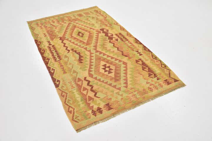 3' 3 x 5' 2 Hand Woven Kilim Waziri Wool Rug