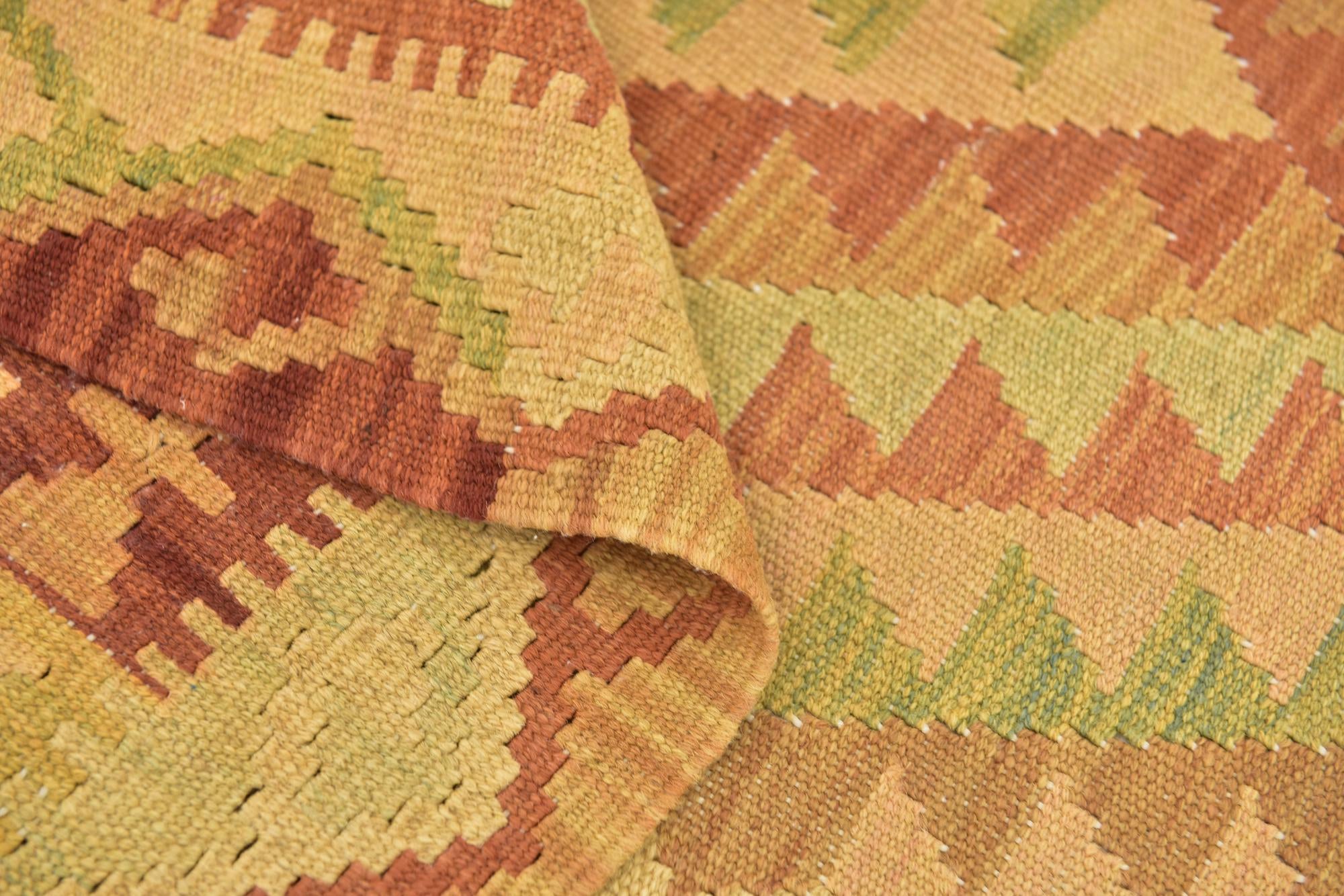 3' 3 x 5' 2 Hand Woven Kilim Waziri Wool Rug