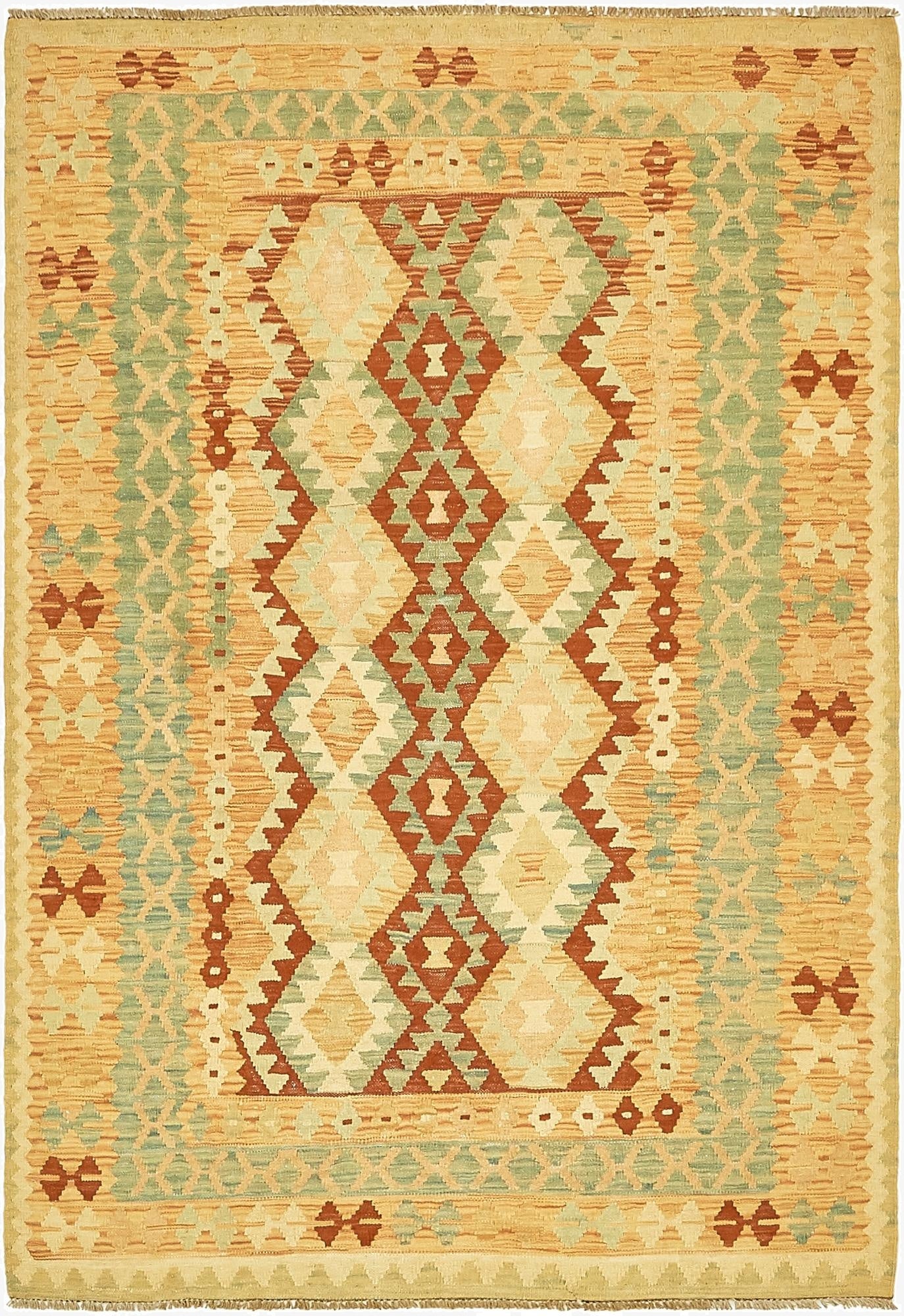 4' 2 x 6'  Hand Woven Kilim Waziri Wool Rug