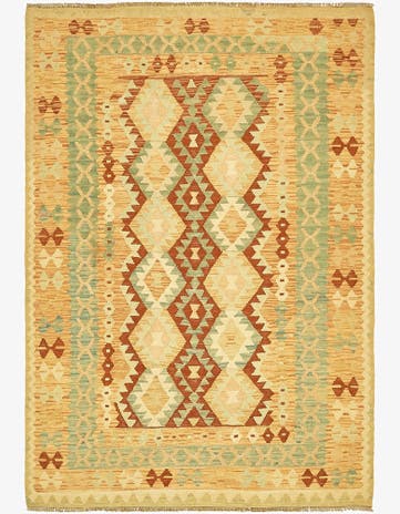 4' 2 x 6' Hand Woven Kilim Waziri Wool Rug