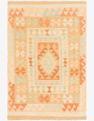 3' 4 x 5' Hand Woven Kilim Waziri Wool Rug