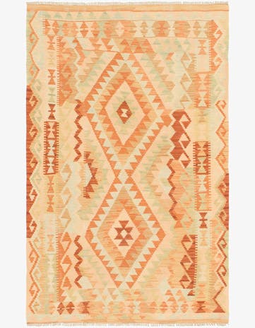 3' 3 x 5' 2 Hand Woven Kilim Waziri Wool Rug