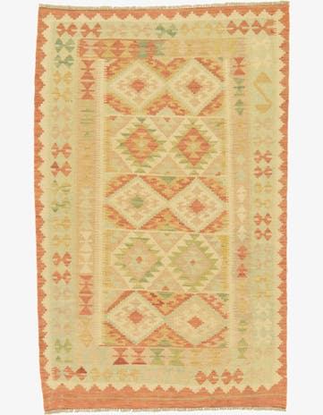 3' 7 x 5' 8 Hand Woven Kilim Waziri Wool Rug
