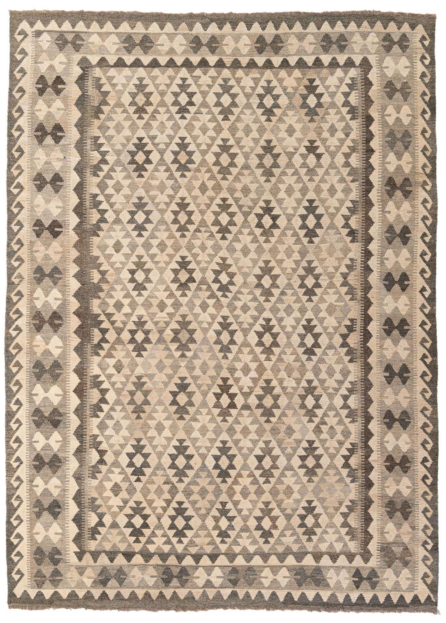 6' 11 x 9' 7 Hand Woven Kundan Kilim Wool Rug