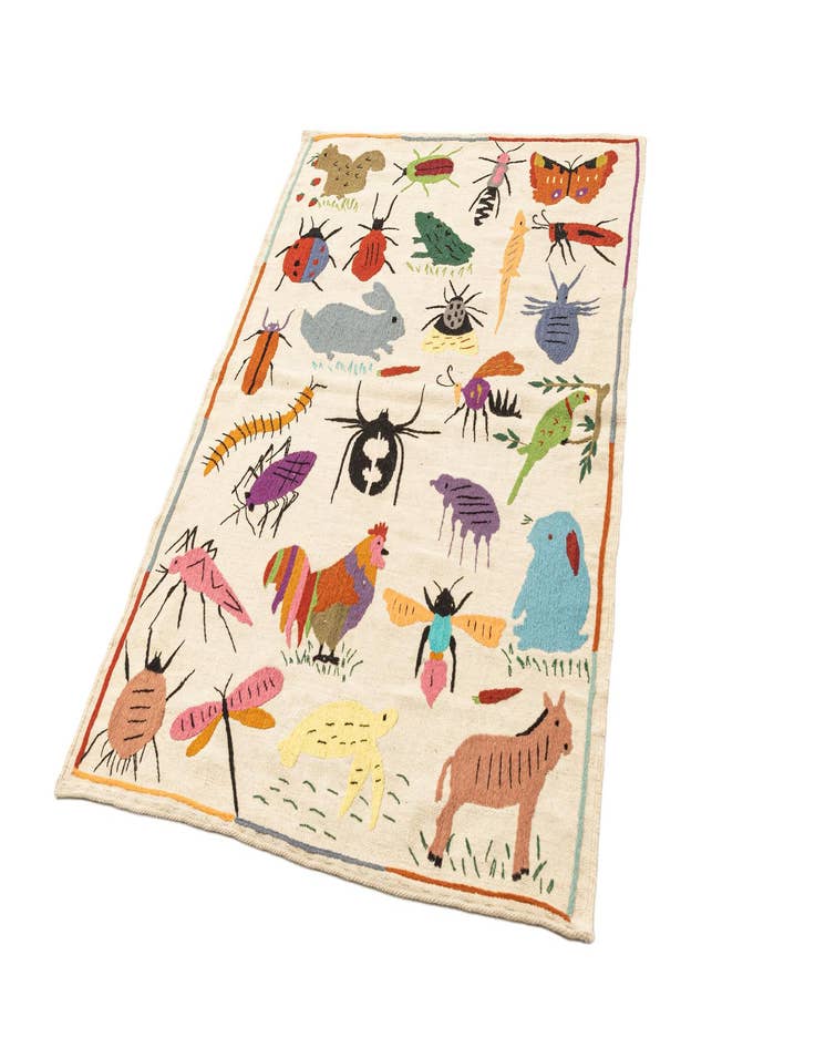 Detail image of 3' 10 x 5' 8  Hand Knotted Marok Kilim Rug