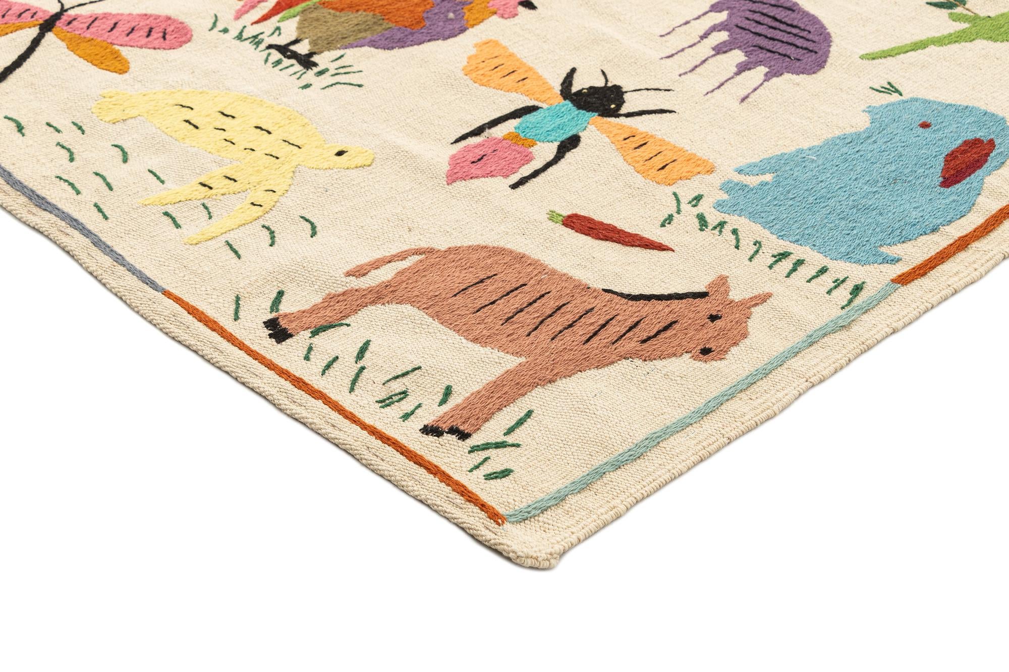 3' 10 x 5' 8 Hand Knotted Marok Kilim Rug