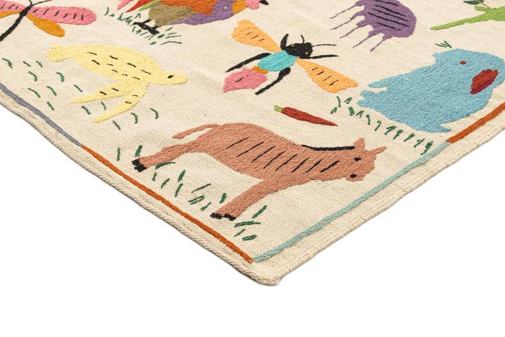 Detail image of 3' 10 x 5' 8 Hand Knotted Marok Kilim Rug