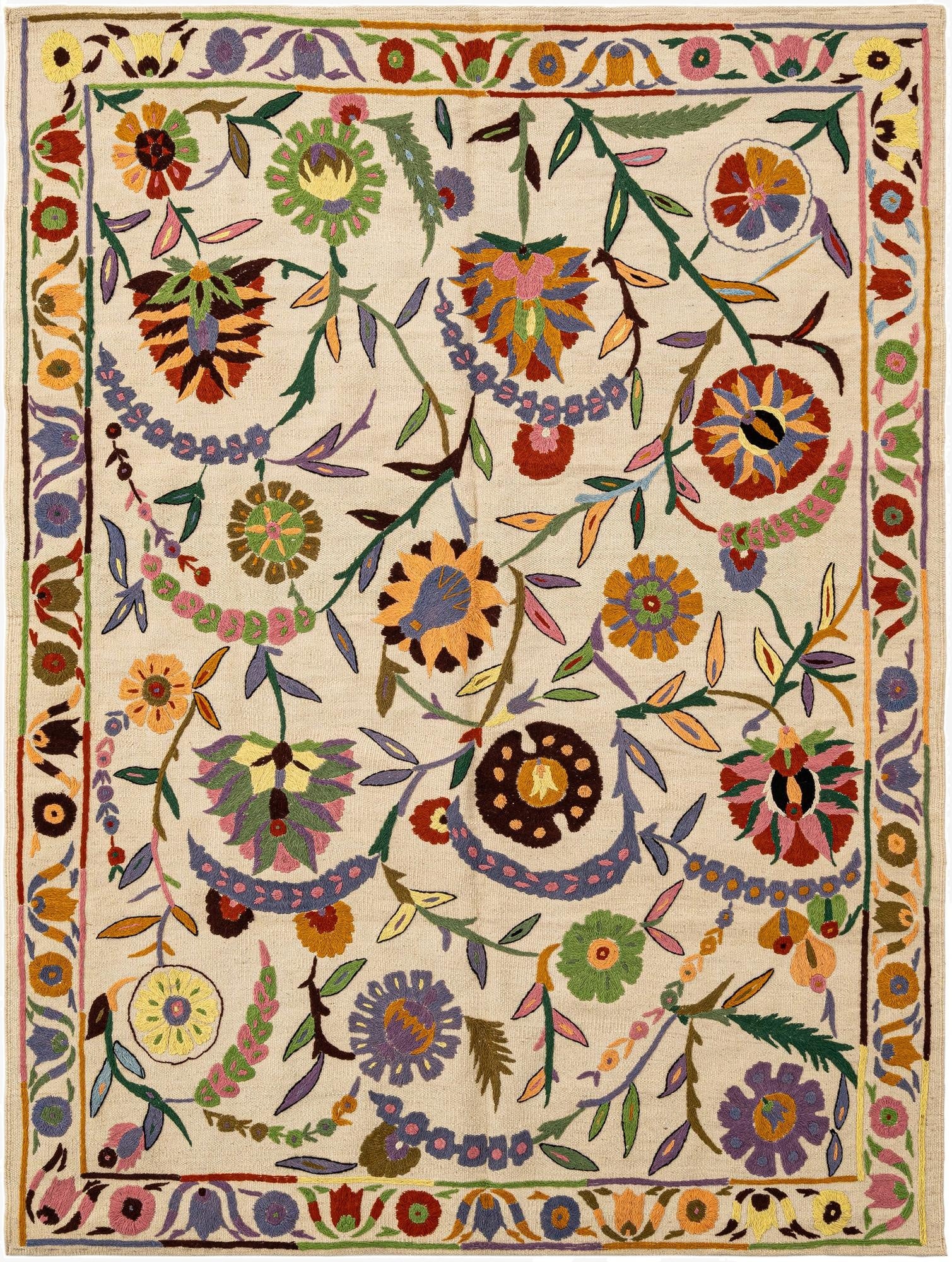 4' 9 x 6' 5  Hand Knotted Marok Kilim Rug