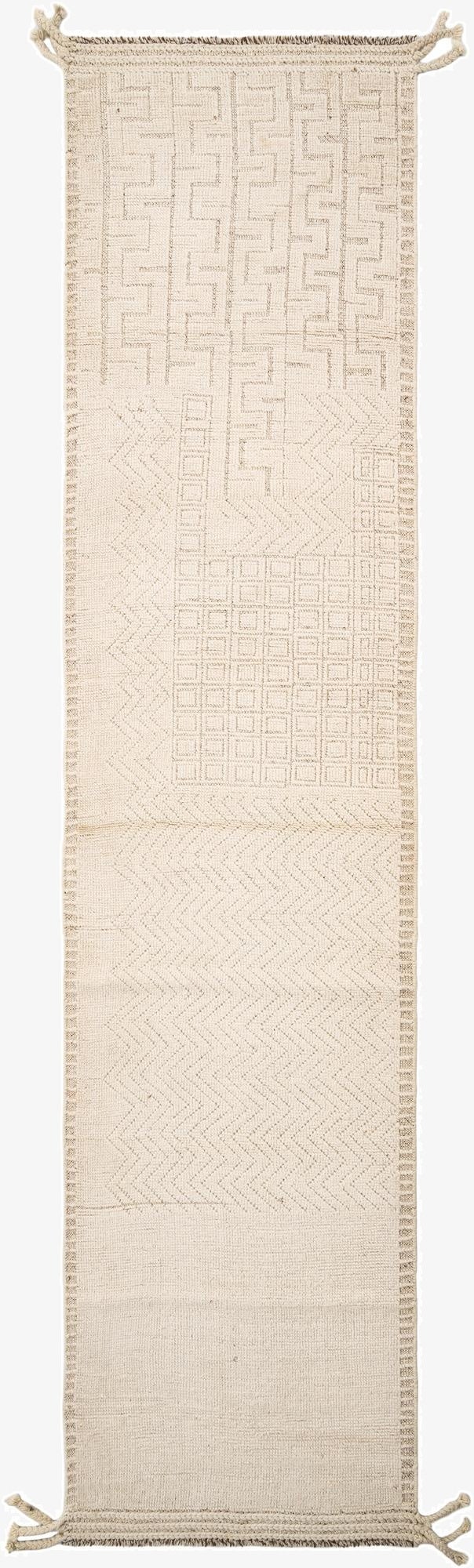 3' 1 x 12' 8  Hand Knotted Marok Kilim Rug