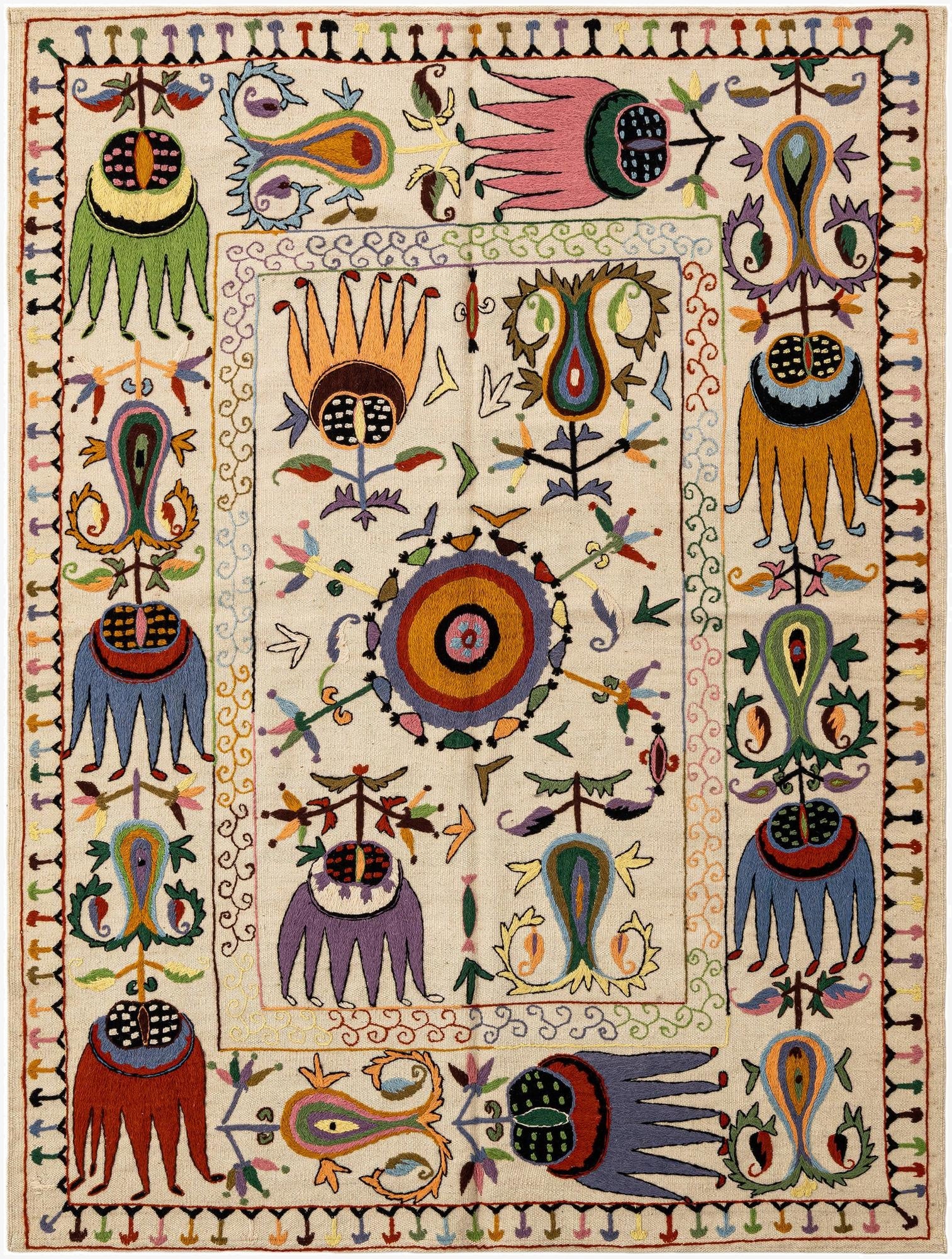 4' 10 x 6' 5  Hand Knotted Marok Kilim Rug