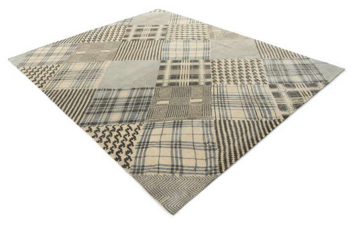 8' 1 x 9' 11 Hand Knotted Modern Manshu Wool Rug