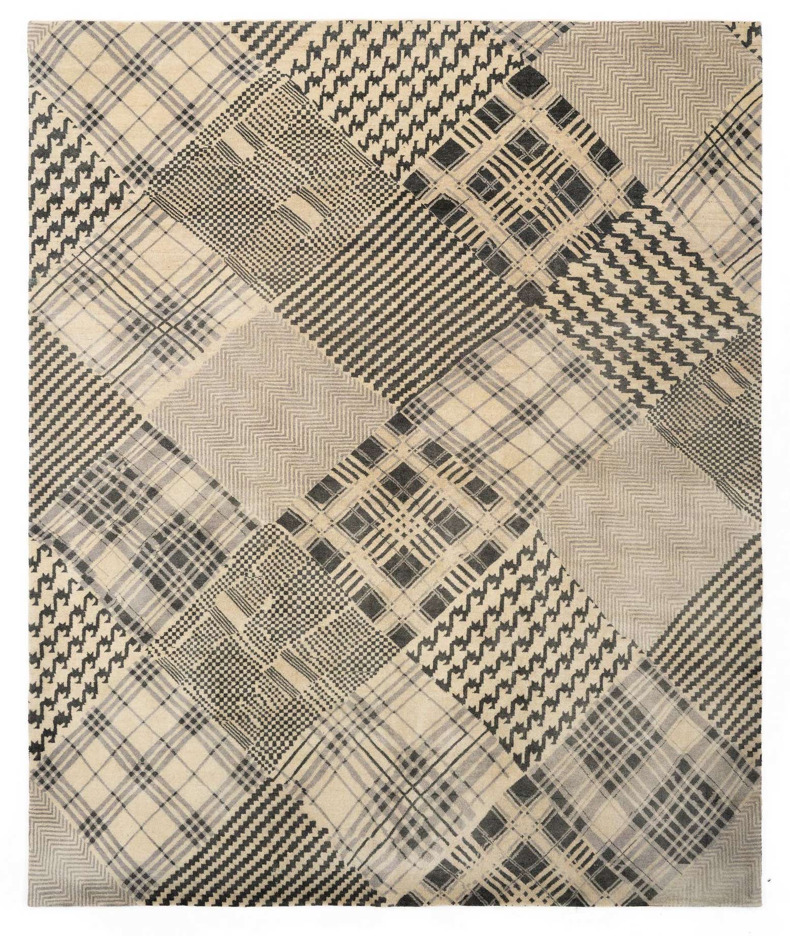 8' 1 x 9' 11 Hand Knotted Modern Manshu Wool Rug