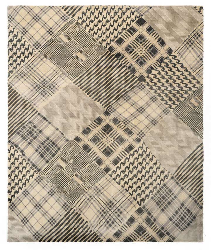 8' 1 x 9' 11 Hand Knotted Modern Manshu Wool Rug