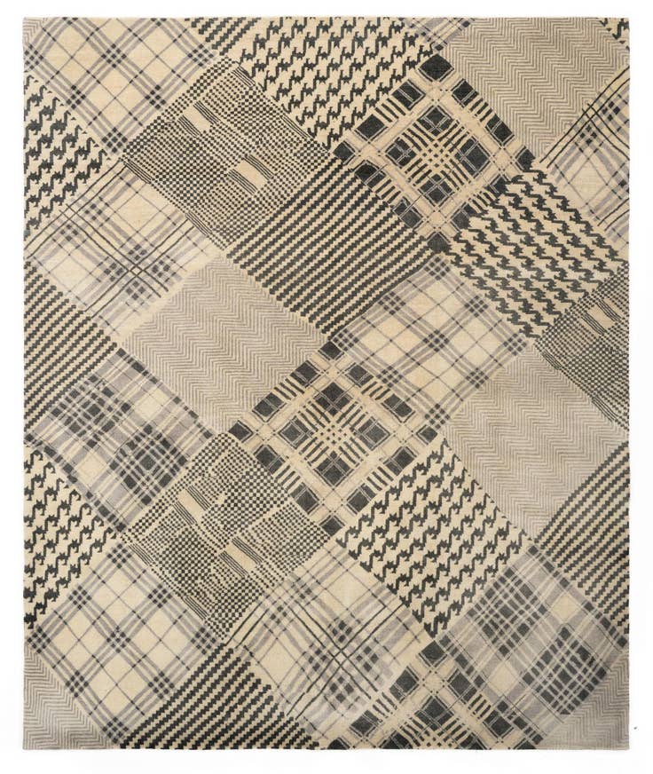 Detail image of 8' 1 x 9' 11 Hand Knotted Modern Manshu Wool Rug