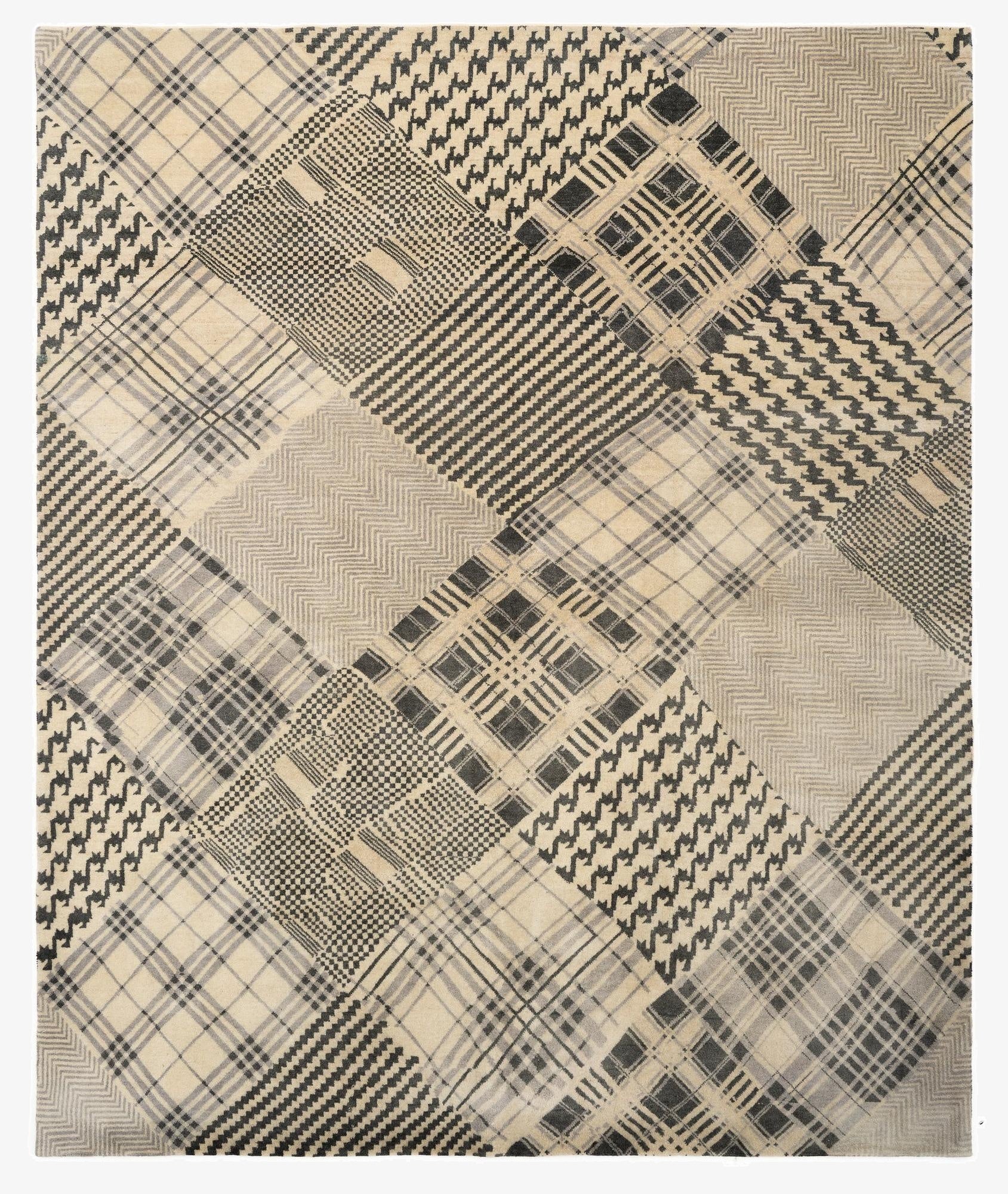 8' 1 x 9' 11  Hand Knotted Modern Manshu Wool Rug