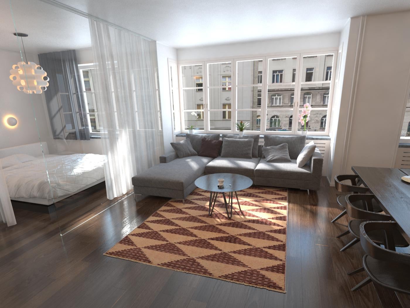 6' 4 x 9' 6 Hand Knotted Modern Ziegler Rug