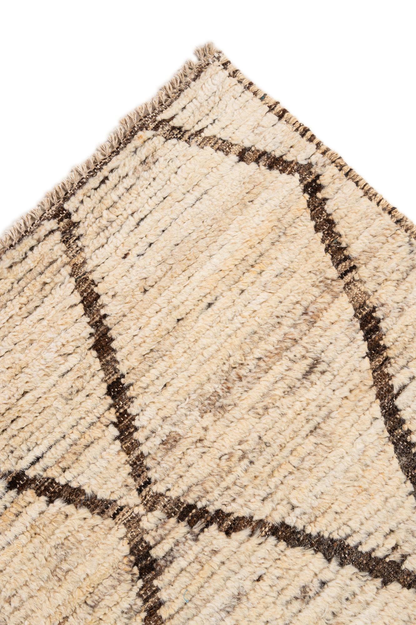4' 2 x 6' 7 Hand Knotted Moroccan Wool Rug