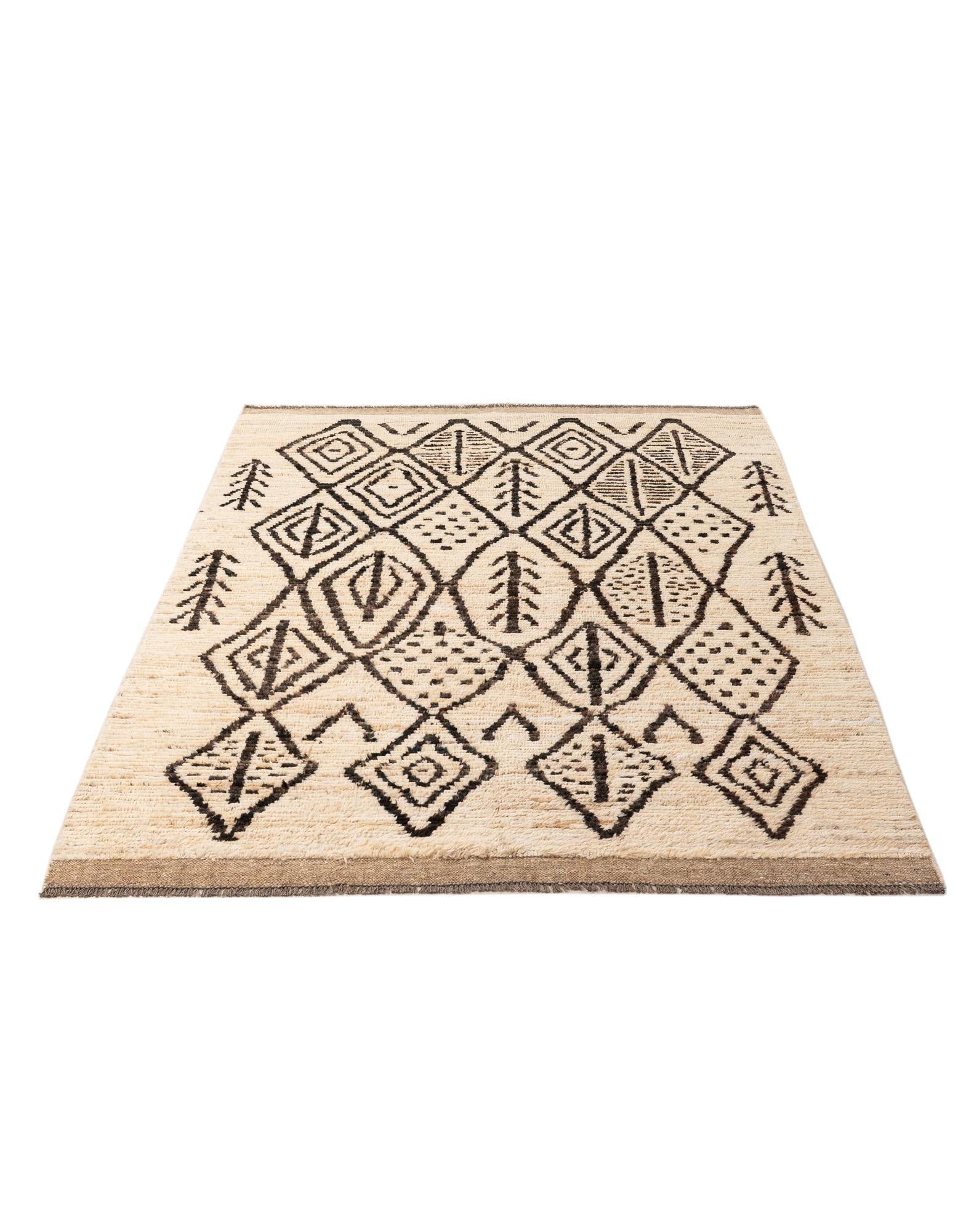 5' 8 x 8' Hand Knotted Moroccan Wool Rug