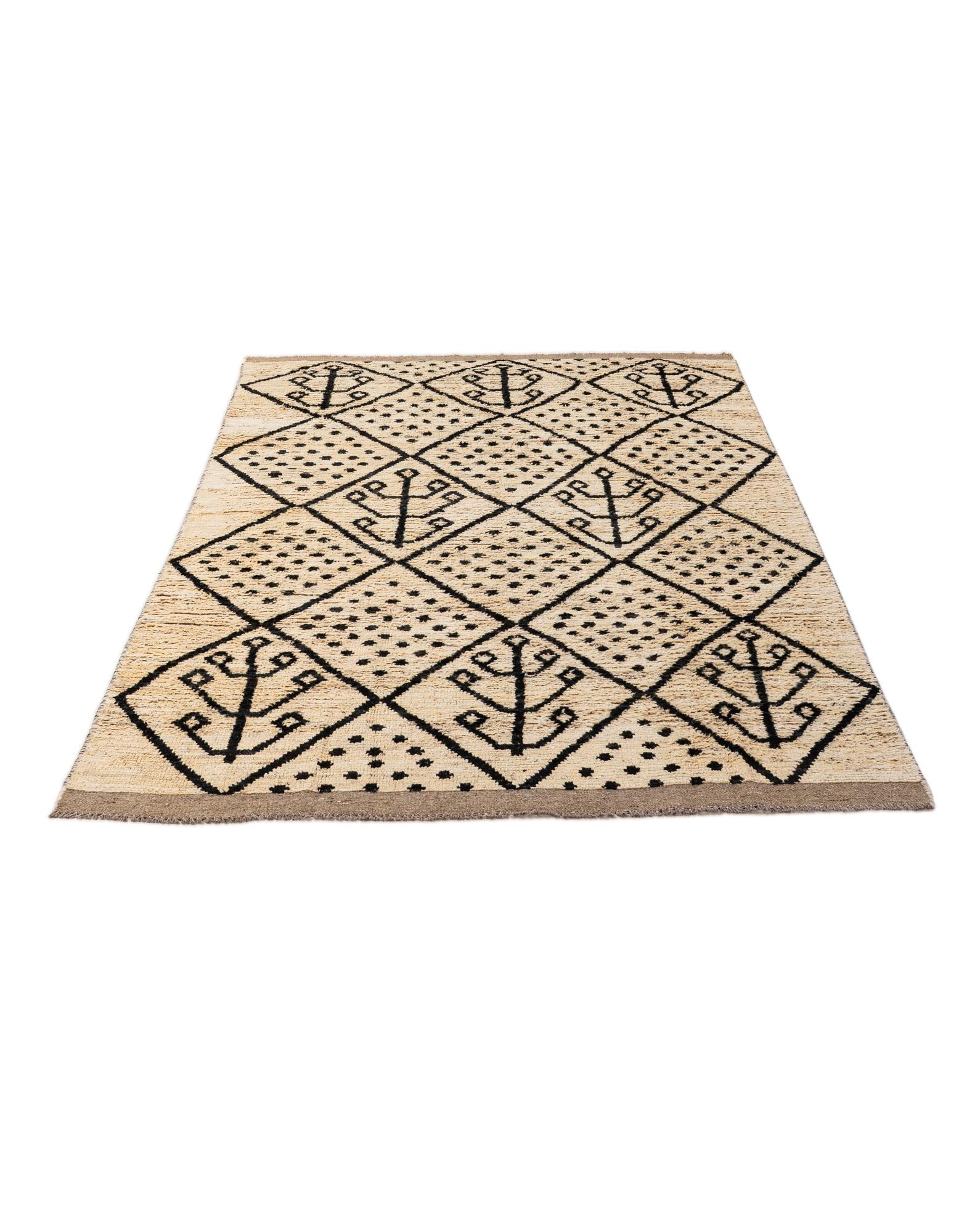 5' 10 x 9' 7 Hand Knotted Moroccan Wool Rug