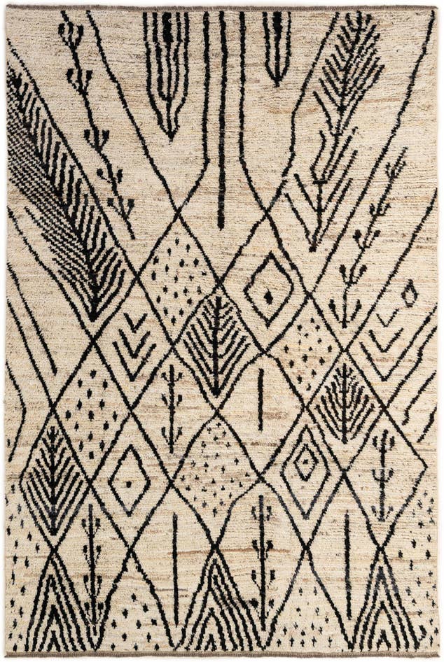 Detail image of 6' 5 x 9' 6 Hand Knotted Moroccan Wool Rug