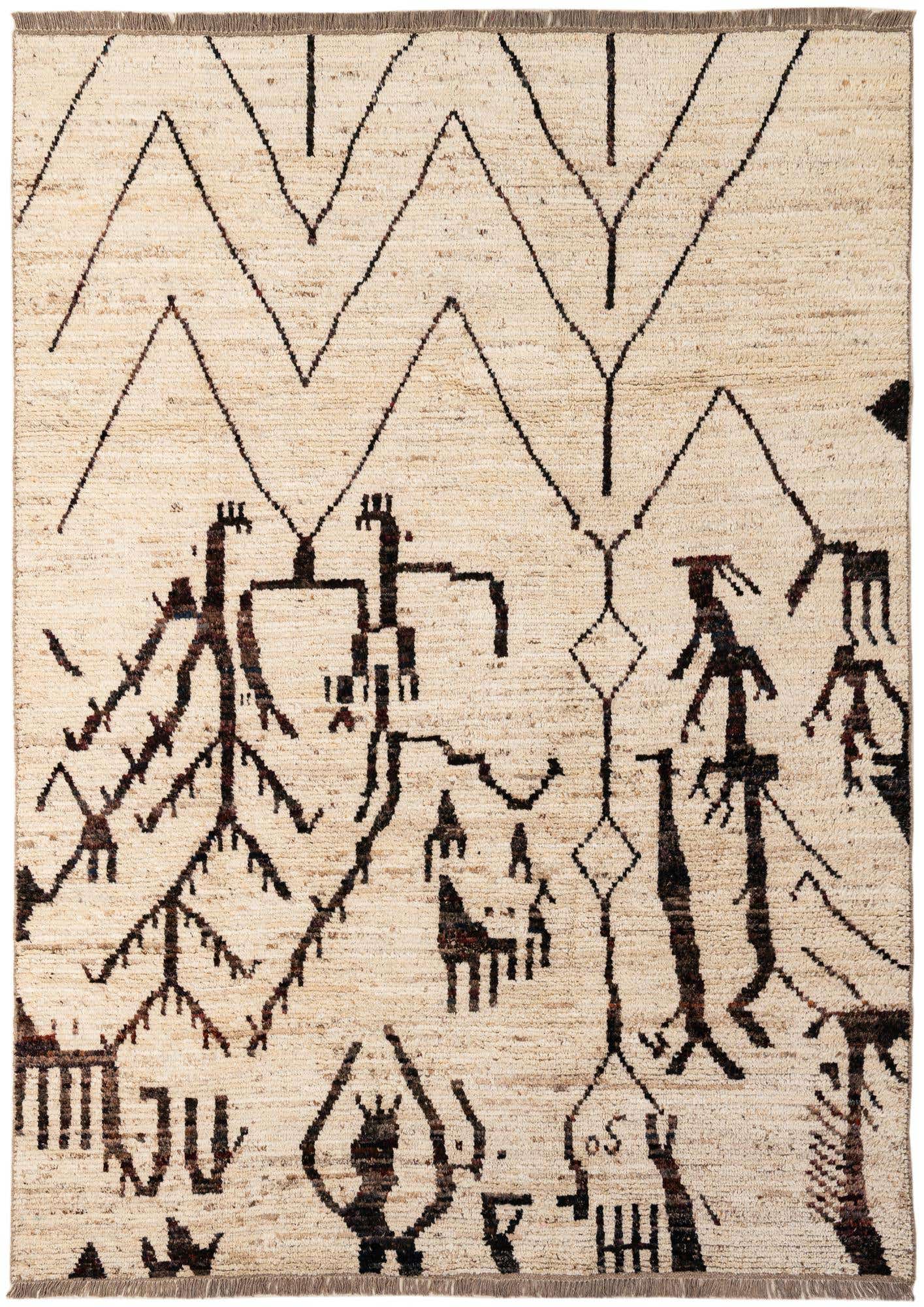 6' 7 x 9' 4 Hand Knotted Moroccan Wool Rug