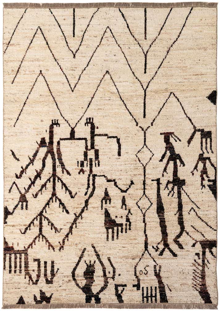 6' 7 x 9' 4 Hand Knotted Moroccan Wool Rug