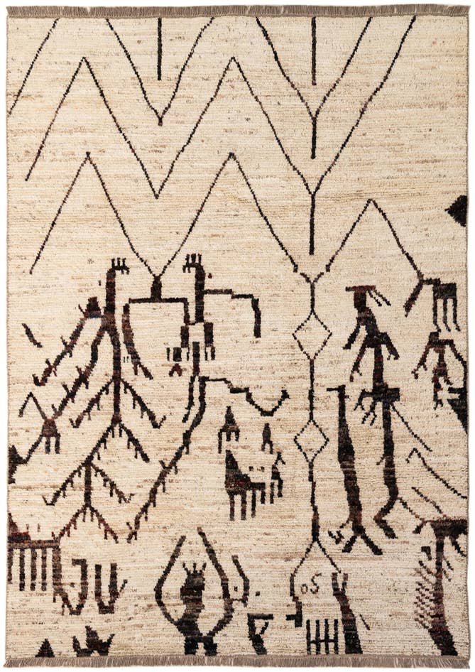 Detail image of 6' 7 x 9' 4 Hand Knotted Moroccan Wool Rug