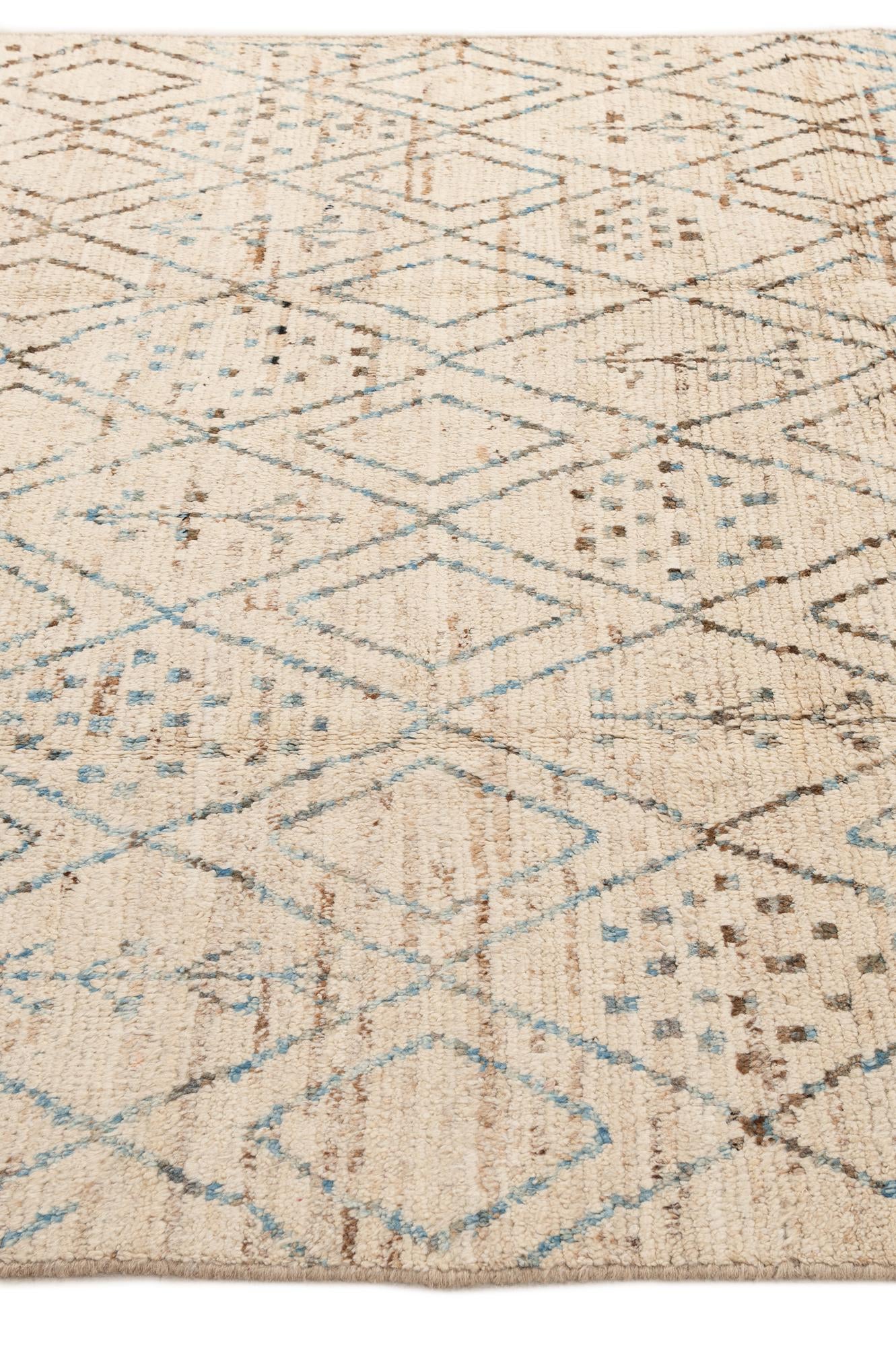 6' 8 x 9' 5 Hand Knotted Moroccan Wool Rug