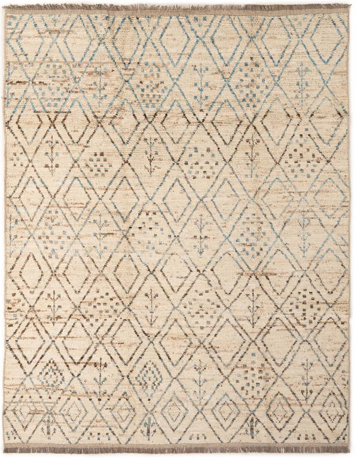 Detail image of 6' 8 x 9' 5 Hand Knotted Moroccan Wool Rug