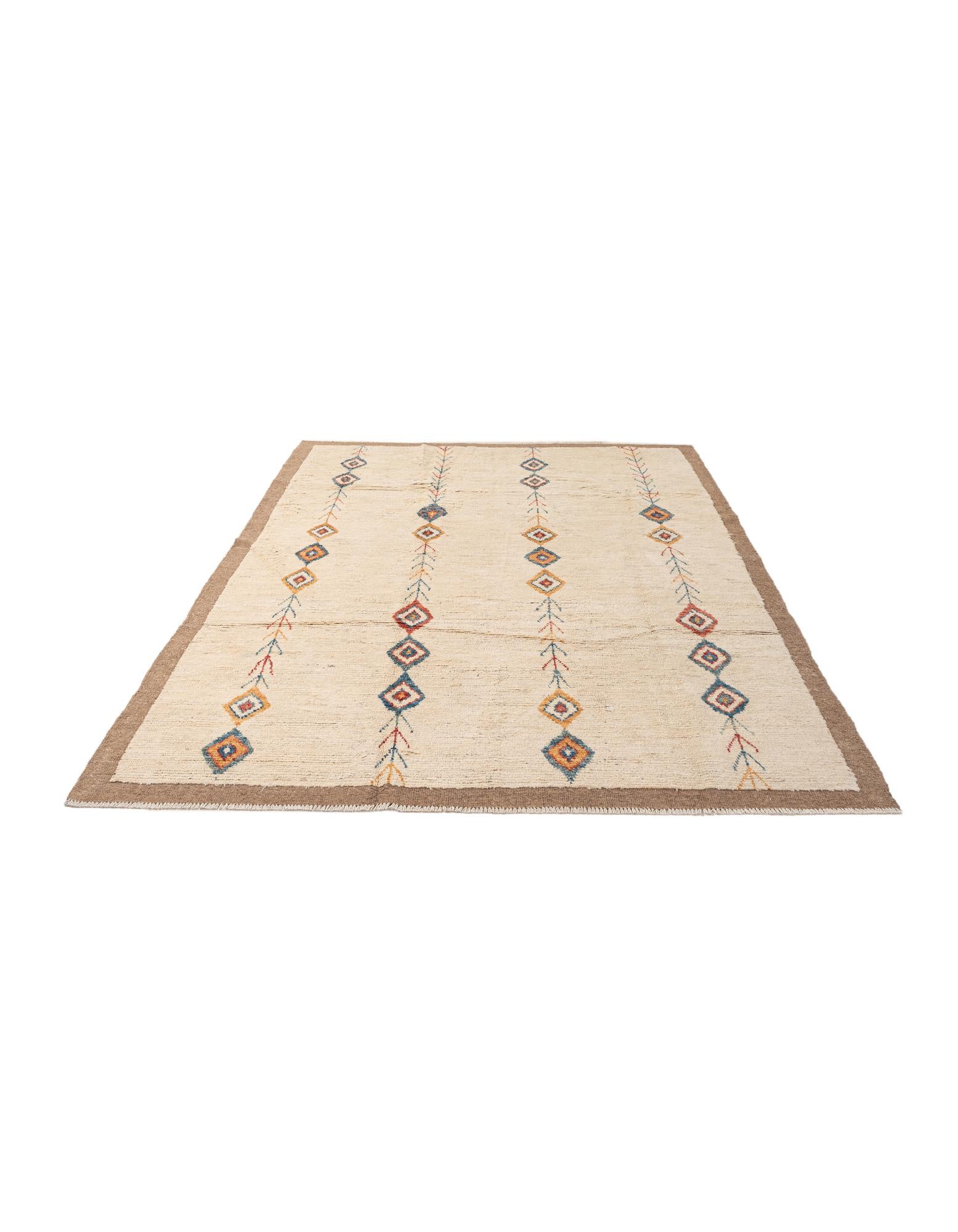 6' 8 x 9' 7 Hand Knotted Moroccan Wool Rug