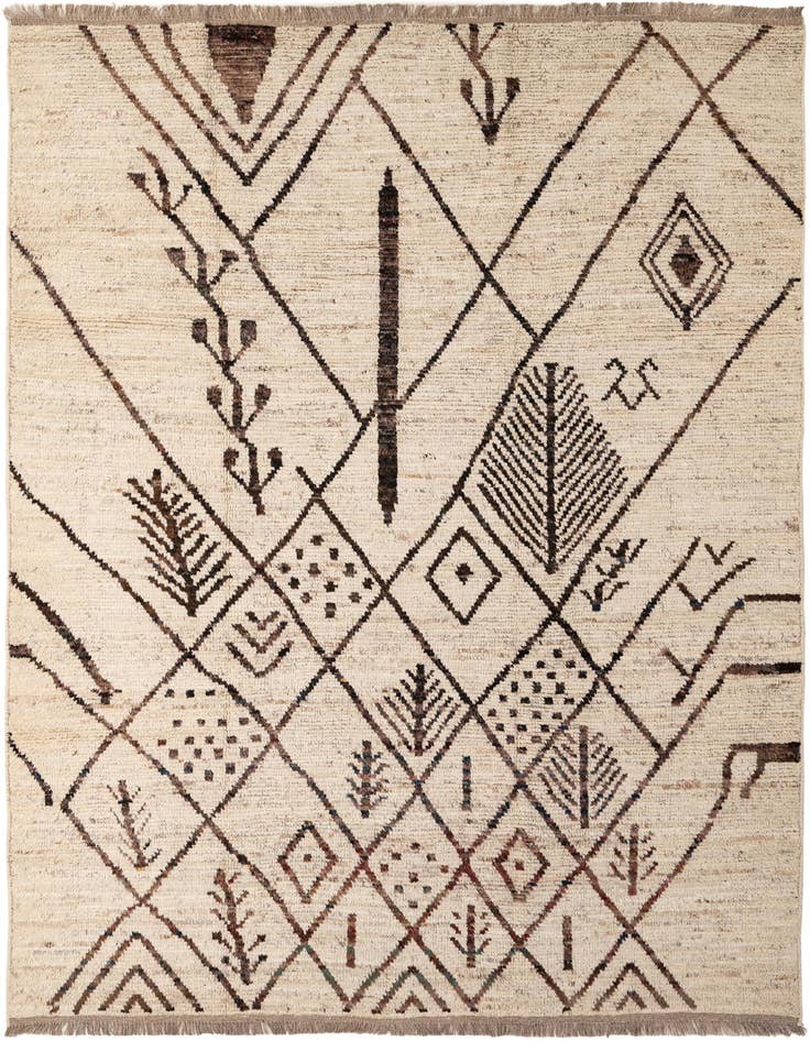 Detail image of 6' 7 x 9' 8 Hand Knotted Moroccan Wool Rug