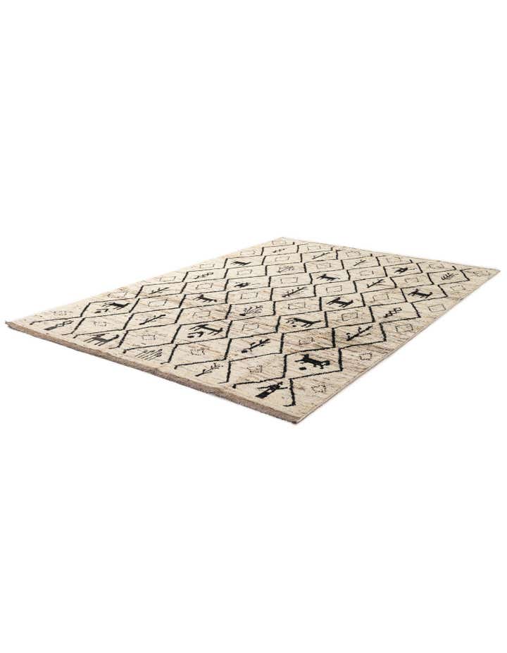 6' 9 x 9' 8 Hand Knotted Moroccan Wool Rug