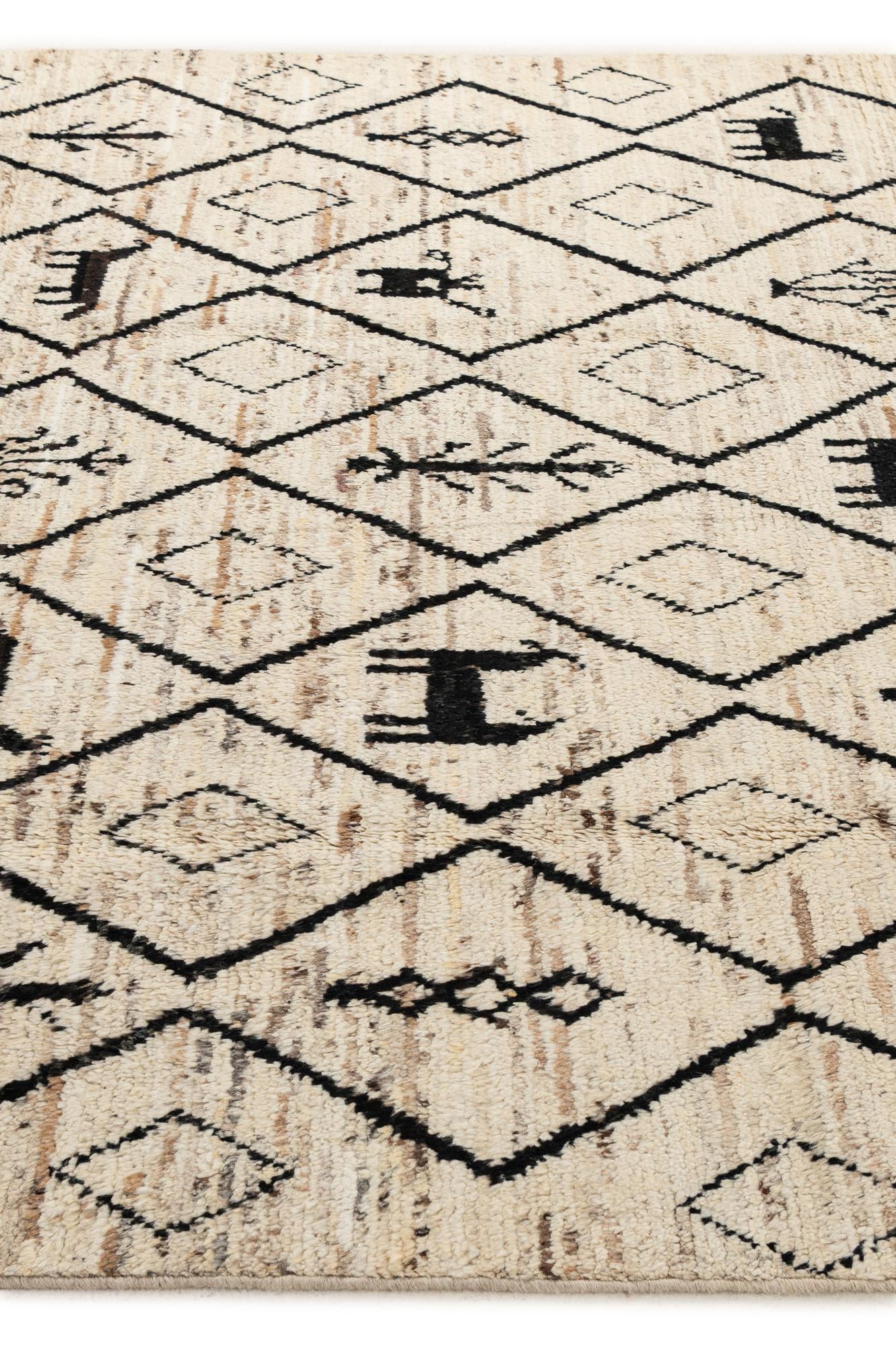 6' 9 x 9' 8 Hand Knotted Moroccan Wool Rug
