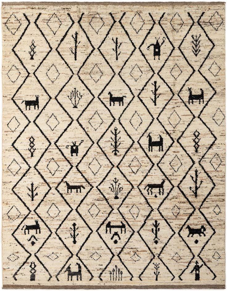 Detail image of 6' 9 x 9' 8 Hand Knotted Moroccan Wool Rug