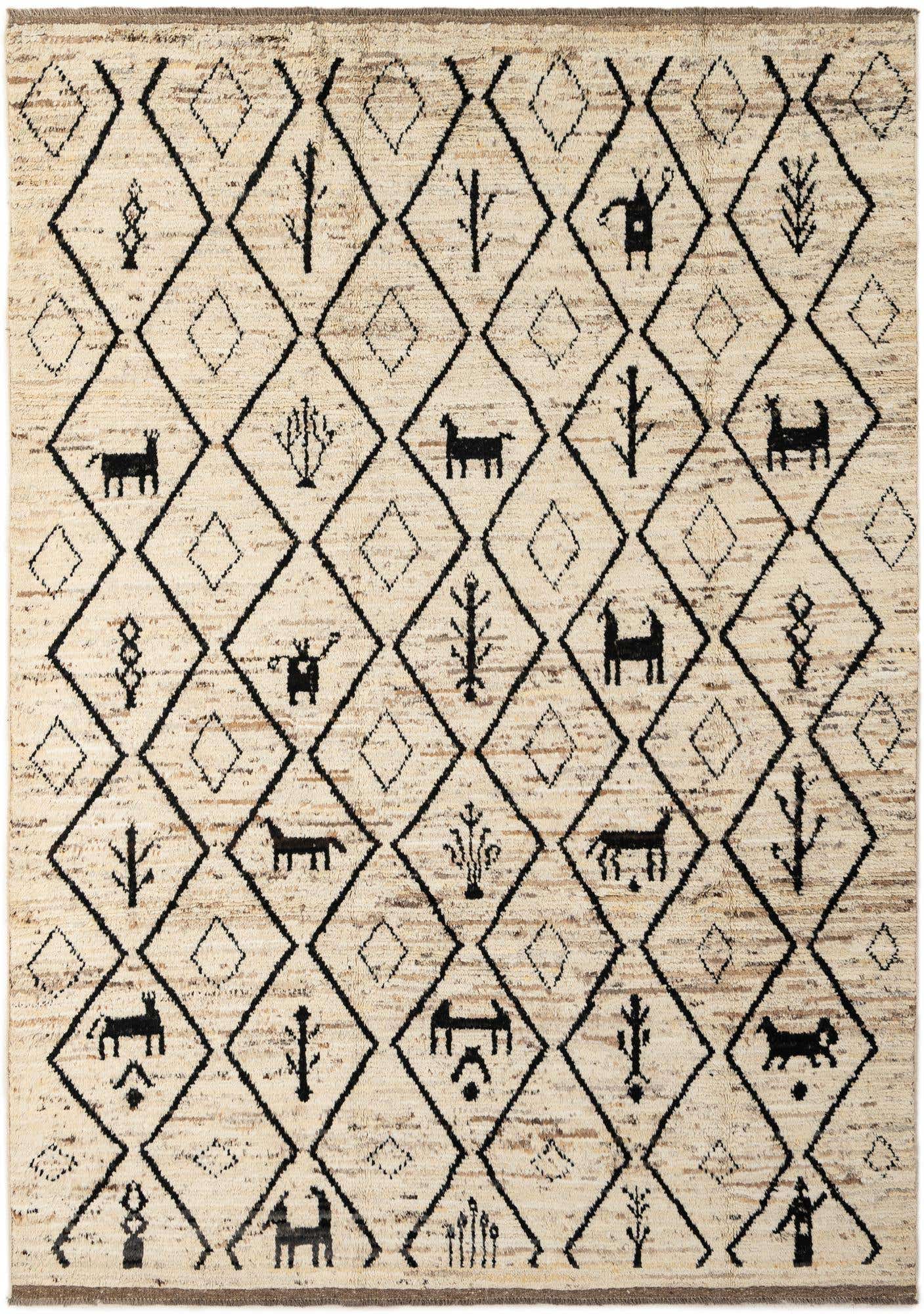 6' 9 x 9' 8 Hand Knotted Moroccan Wool Rug