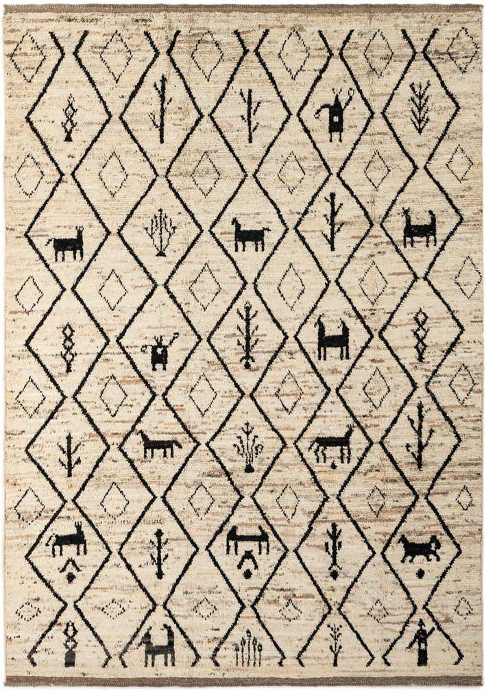 6' 9 x 9' 8 Hand Knotted Moroccan Wool Rug