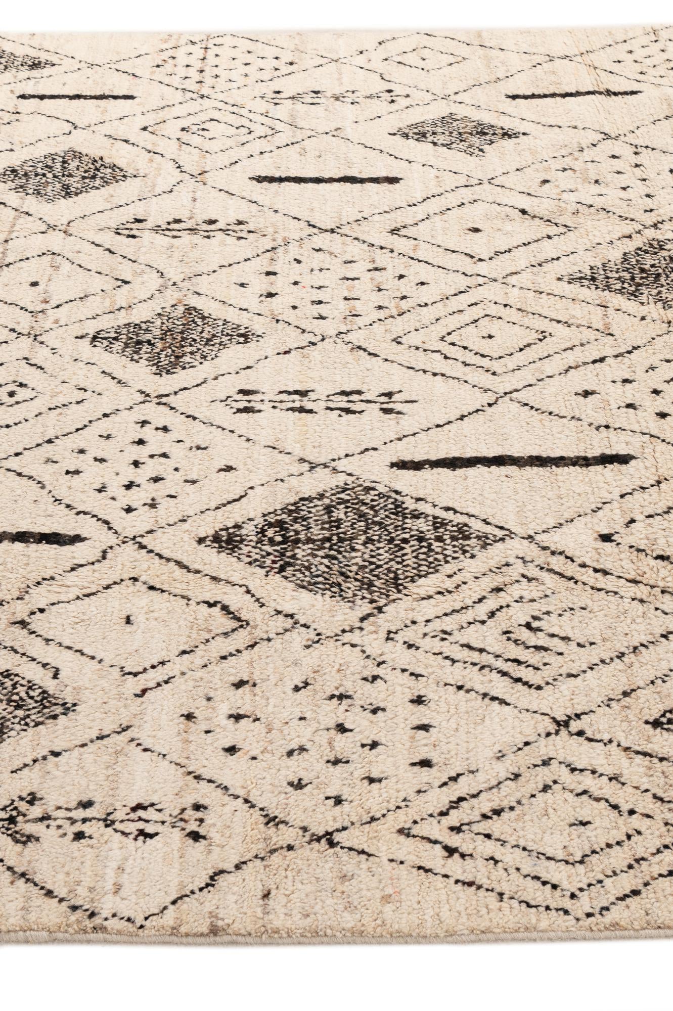 6' 7 x 9' 8 Hand Knotted Moroccan Wool Rug