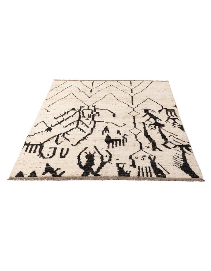 Detail image of 6' 8 x 9' 5 Hand Knotted Moroccan Wool Rug